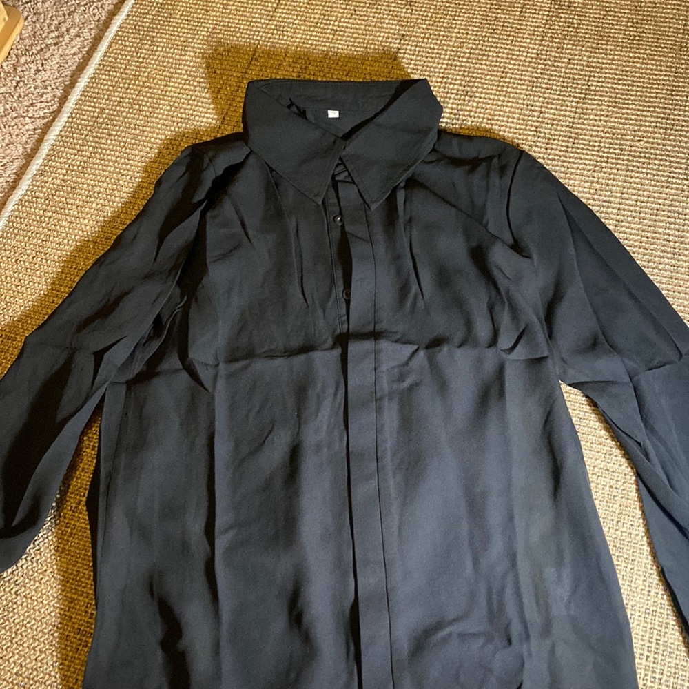 Black button up blouse material